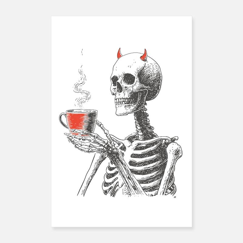 Devilish Coffee Skeleton Poster 16" x 24" (40x60 cm)
