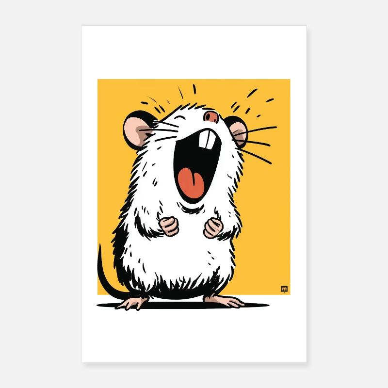 Lachende Ratte auf gelbem Hintergrund Poster 40x60 cm