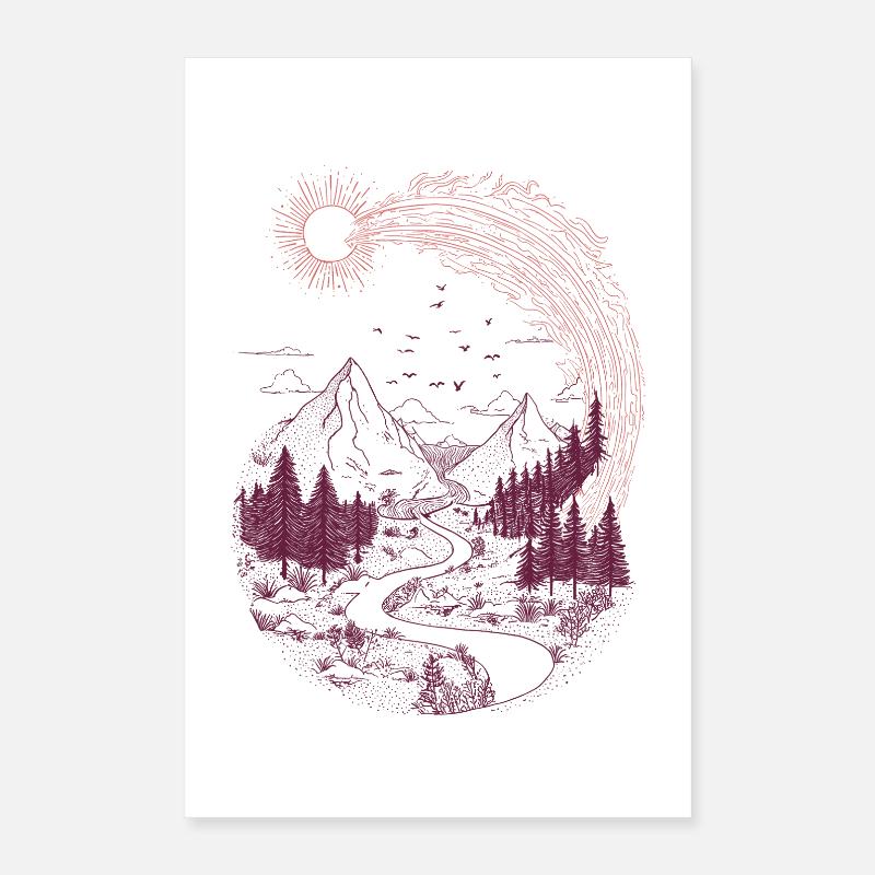 Bergpfad Sonnenring Poster 40x60 cm