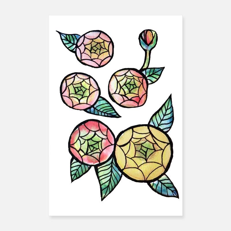 Trio Fleur en Vitrail Poster 40 x 60 cm