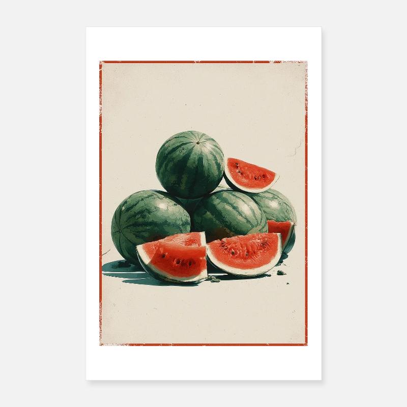 Vintage Watermelon Slices Poster 16" x 24" (40x60 cm)