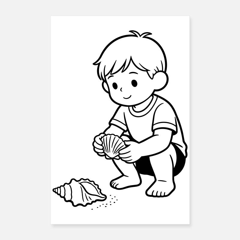 Enfant de plage mignon Poster 40 x 60 cm