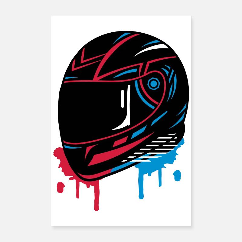 cooles Motorradhelm Graffiti Poster 40x60 cm