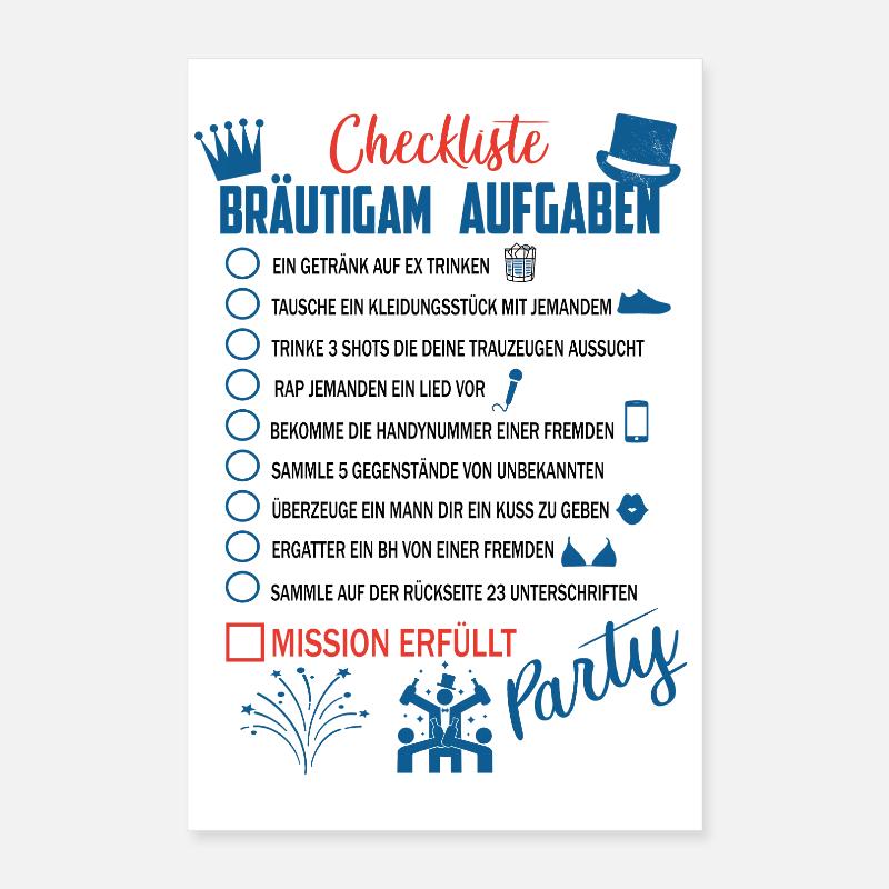 Bräutigam Checkliste Poster 40x60 cm