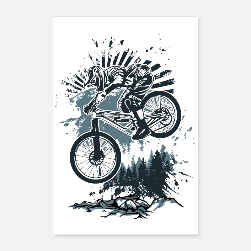Saut en forêt en moto de cross, splash Poster 40 x 60 cm