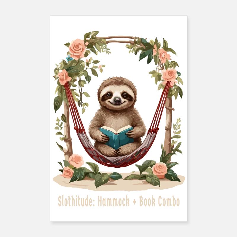 Cute sloth with book Poster 16" x 24" (40x60 cm)