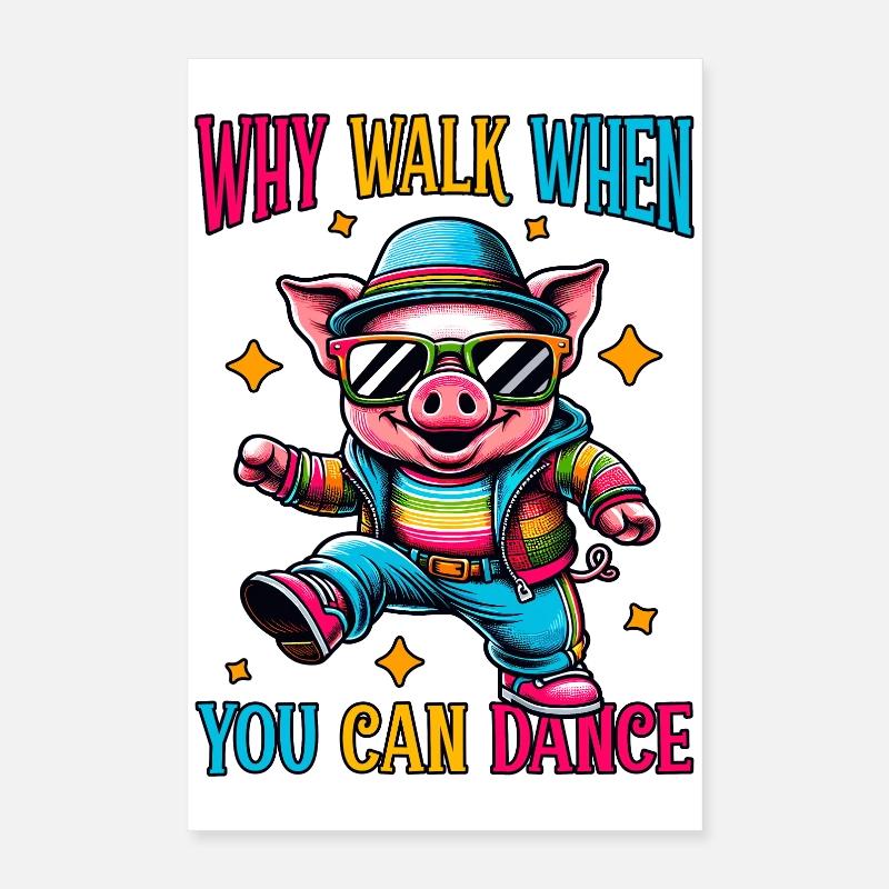 Drôle de danse cochon Poster 40 x 60 cm