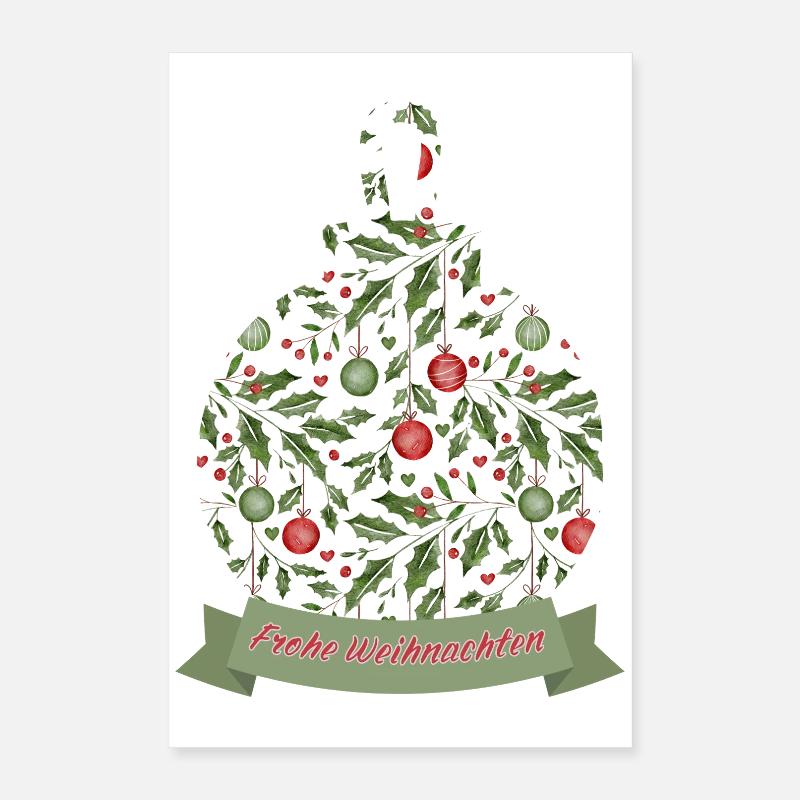 Weihnachtskugel mit Text Frohe Weihnachten Poster 40x60 cm