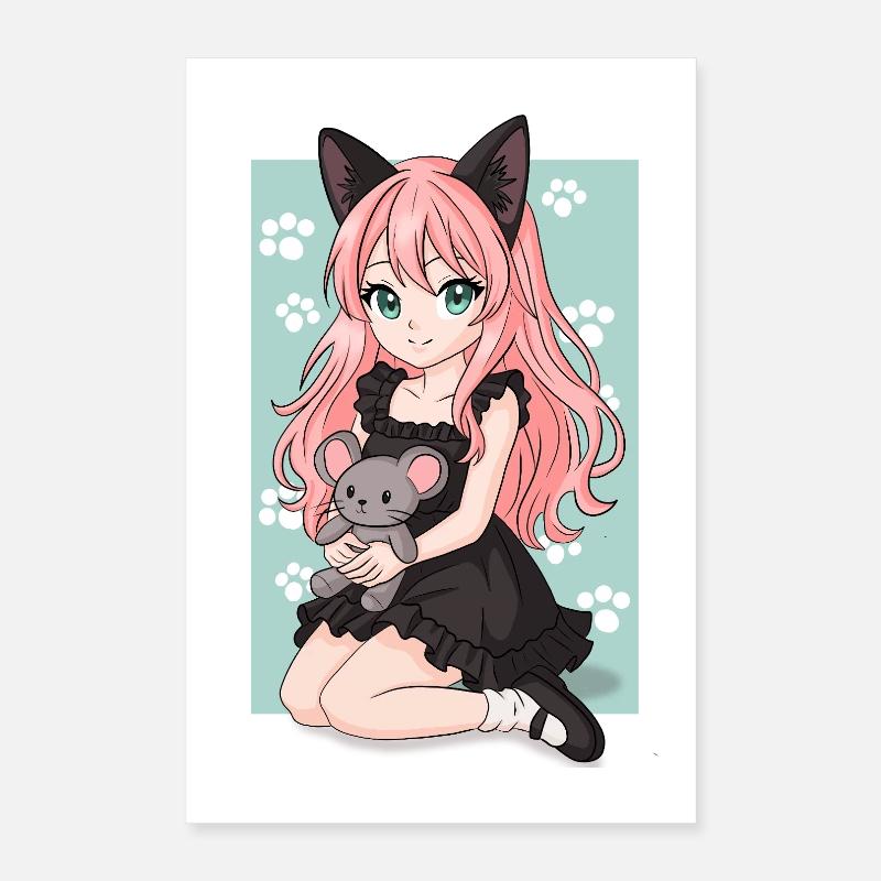 fille_chat Poster 40x60 cm