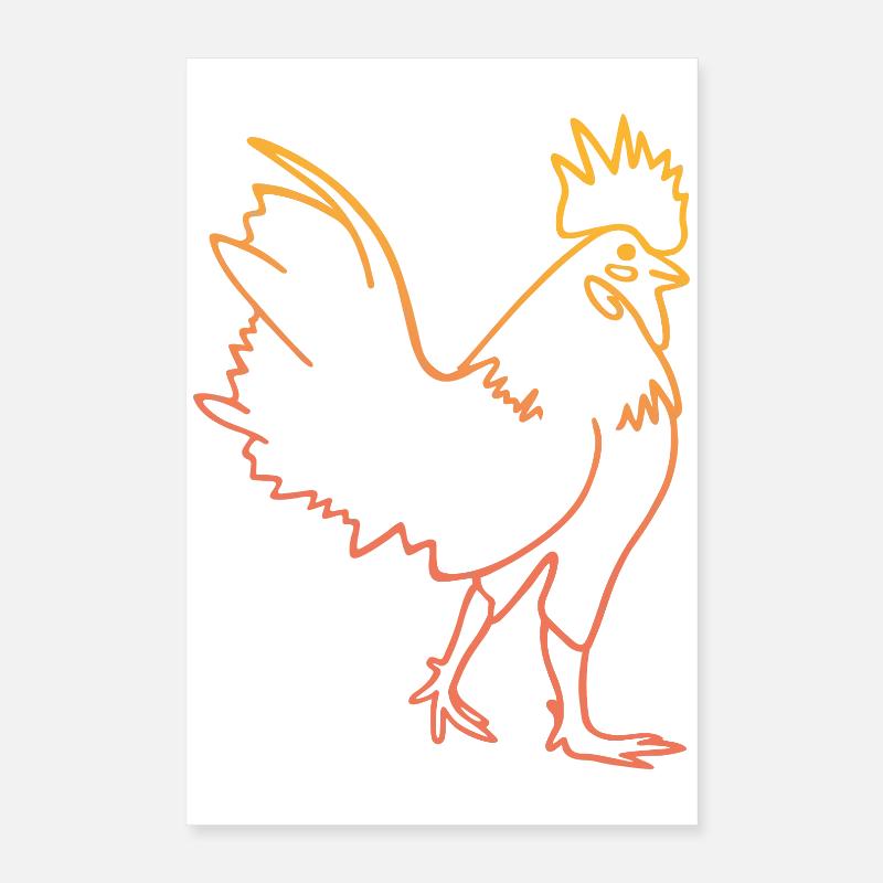 Illustration de coq de poule Poster 40 x 60 cm