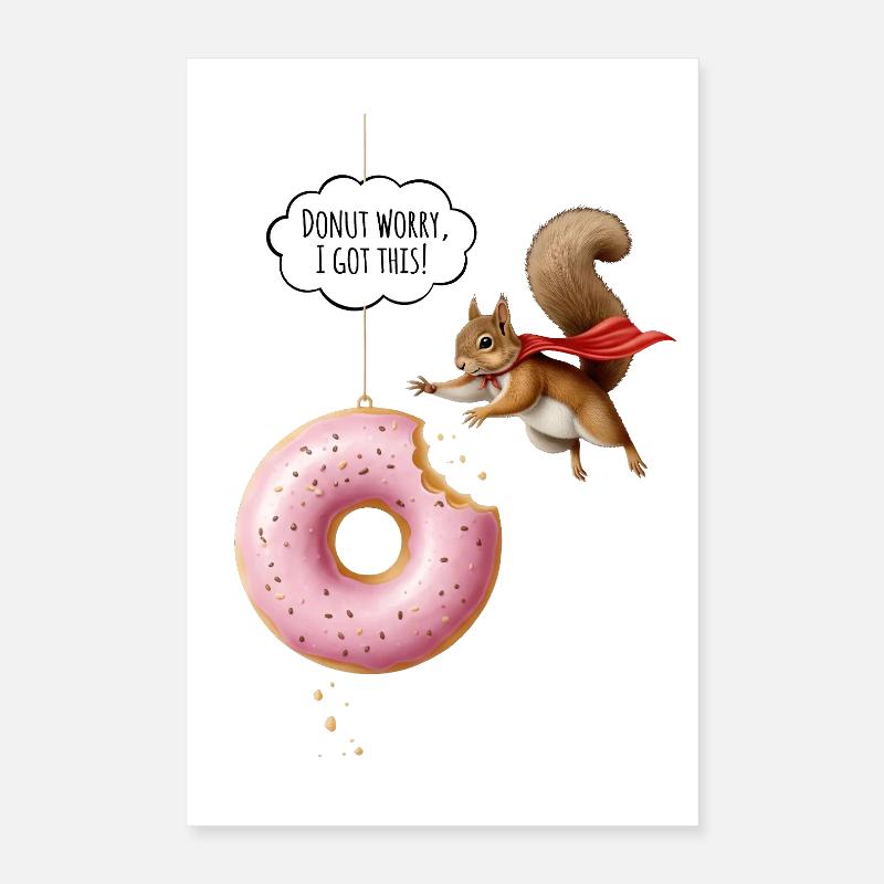 Niedliche Eichhörnchen mit Donut Poster 40x60 cm