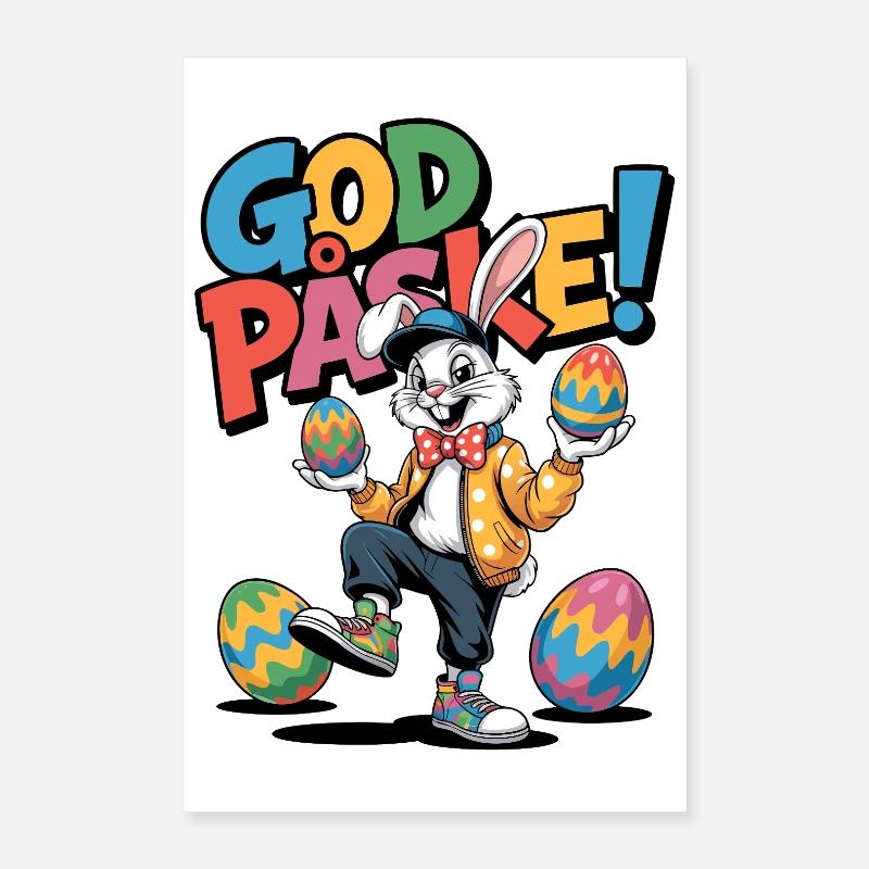 Easter bunny with colorful eggs Poster 16" x 24" (40x60 cm)