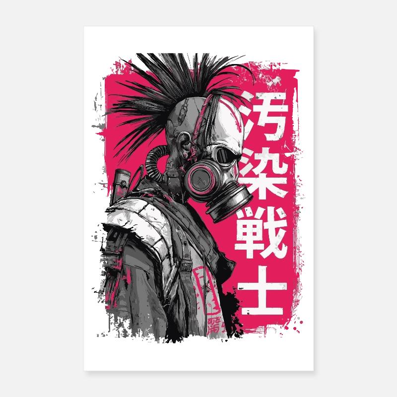 Punk warrior with characters Poster 16" x 24" (40x60 cm)