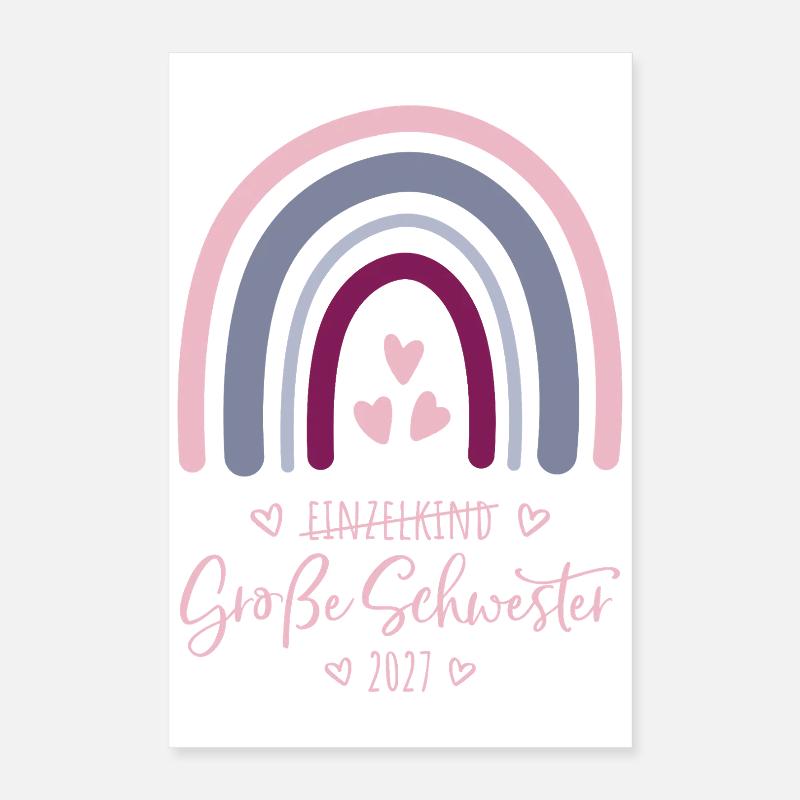 Große Schwester 2027 Boho Regenbogen Poster 40x60 cm