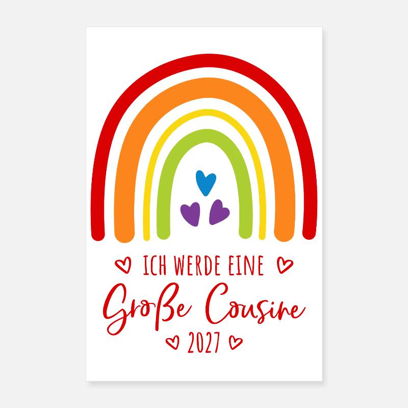 Ich werde eine Große Cousine 2027 Regenbogen Poster 40x60 cm
