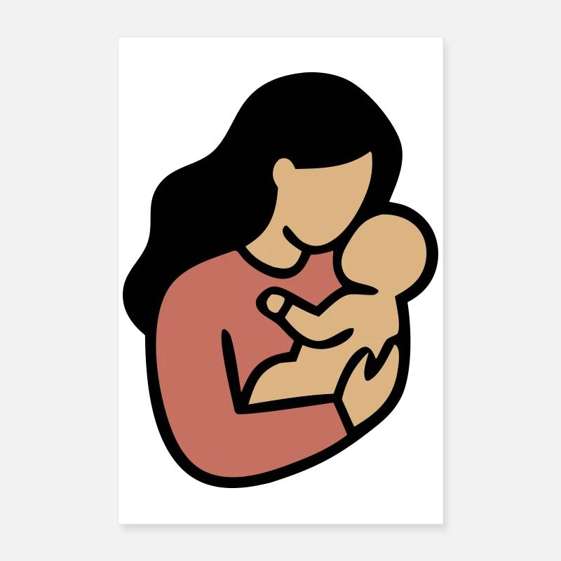 Minimalisme Bohème, Maman Bébé Poster 40 x 60 cm