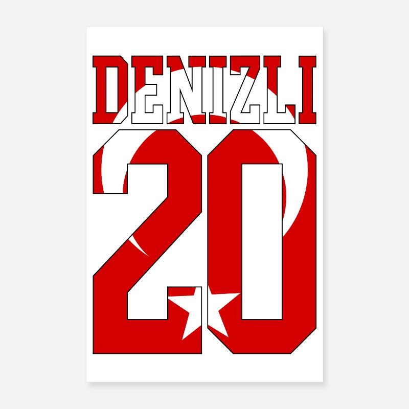 Denizli 20 Drapeau turc Poster 40 x 60 cm