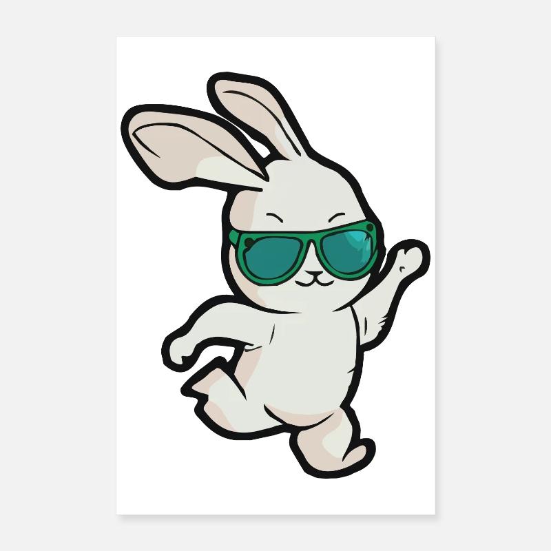 Sunglasses Easter Bunny Dances Poster 16" x 24" (40x60 cm)