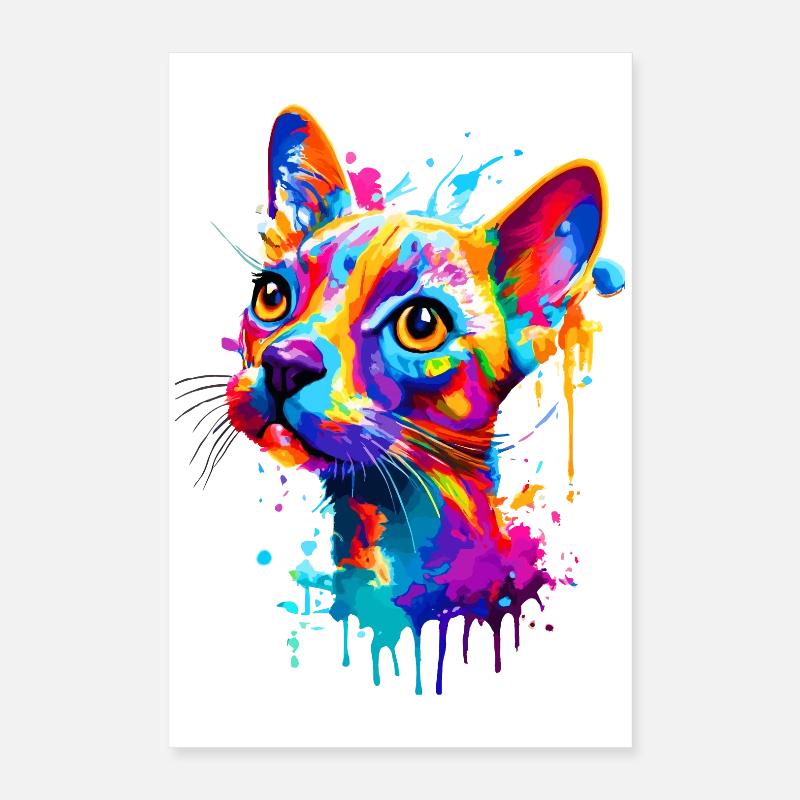 Katze Farbenfroh - Bunte Katze - Sphynx Katze Poster 40x60 cm