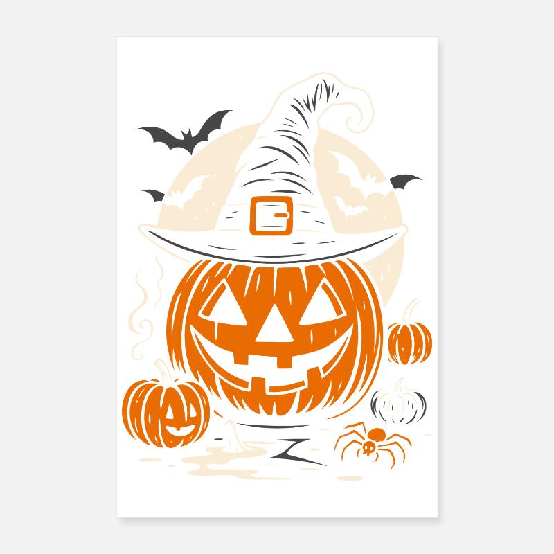 Halloween Pumpkin with Witch Hat & Spider Poster 16" x 24" (40x60 cm)
