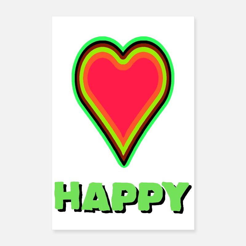 VIBRANT heart graphic with neon framing Poster 16" x 24" (40x60 cm)