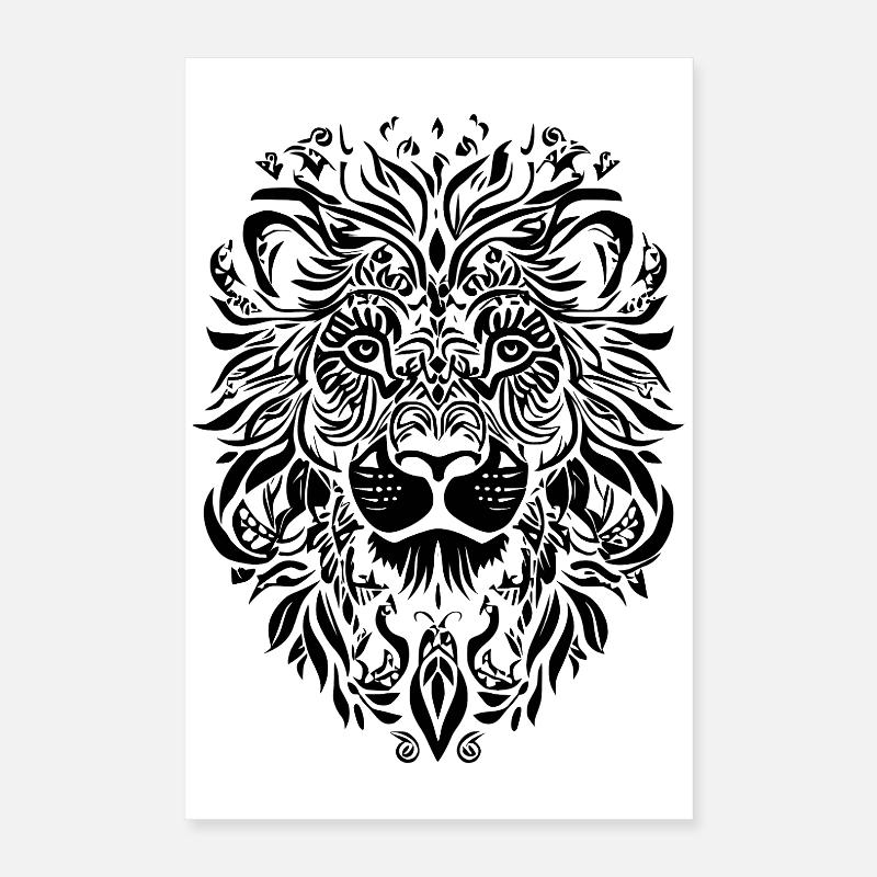 Visage de Mandala Lion Poster 40 x 60 cm