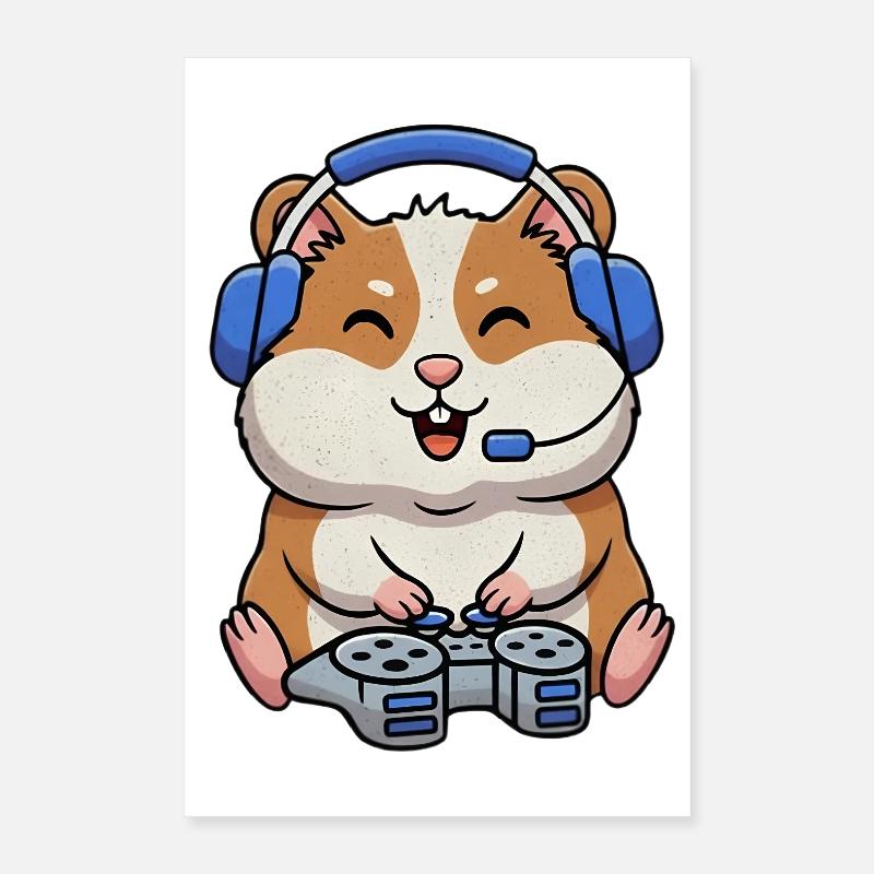 Hamsters pendant le jeu Poster 40 x 60 cm