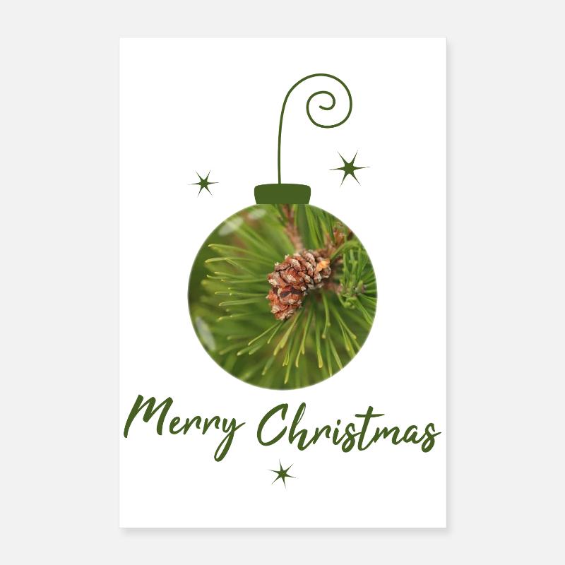 Green Christmas ball with pine cones Poster 16" x 24" (40x60 cm)