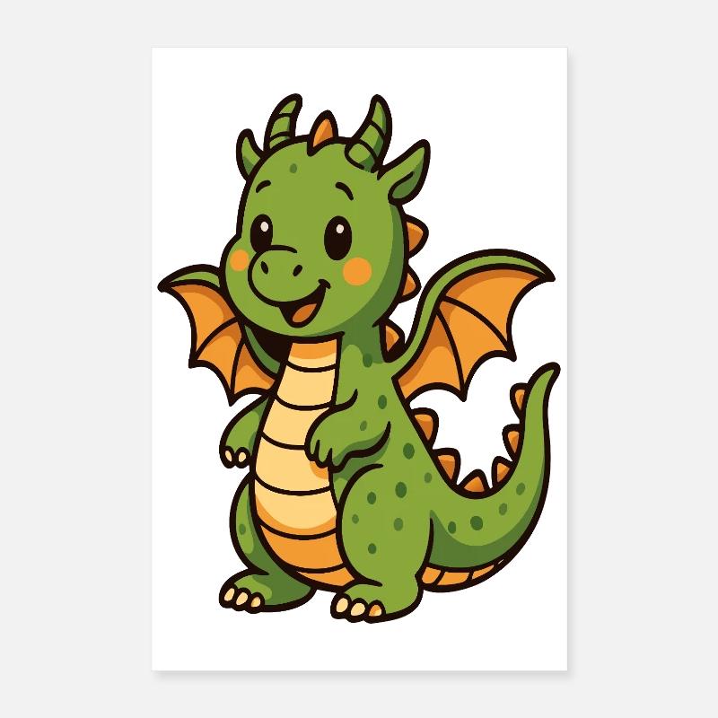 Petit dragon dans un style de bande dessinée Poster 40 x 60 cm