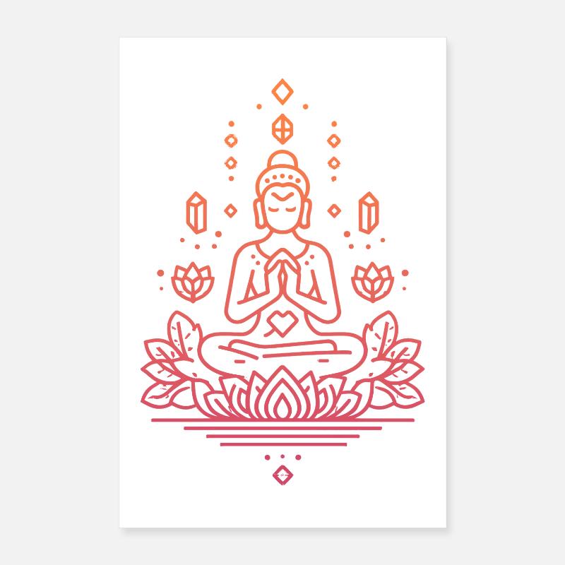 Lotus de méditation Bouddha Poster 40 x 60 cm