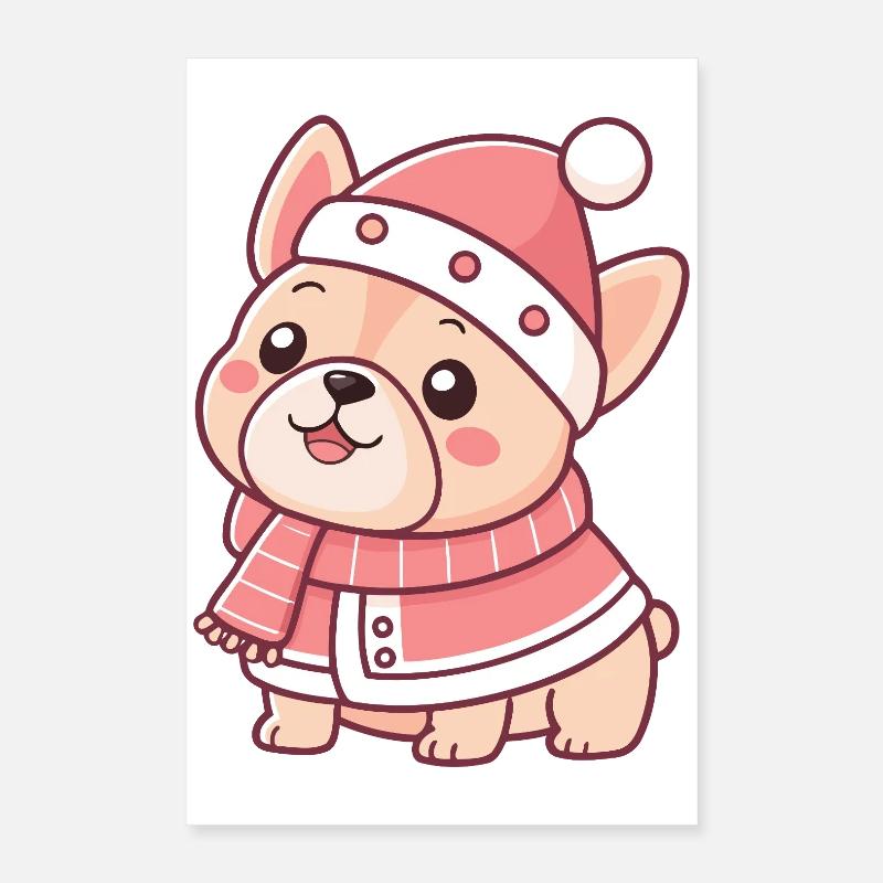 Rosa Welpen-Winter-Chic Poster 40x60 cm