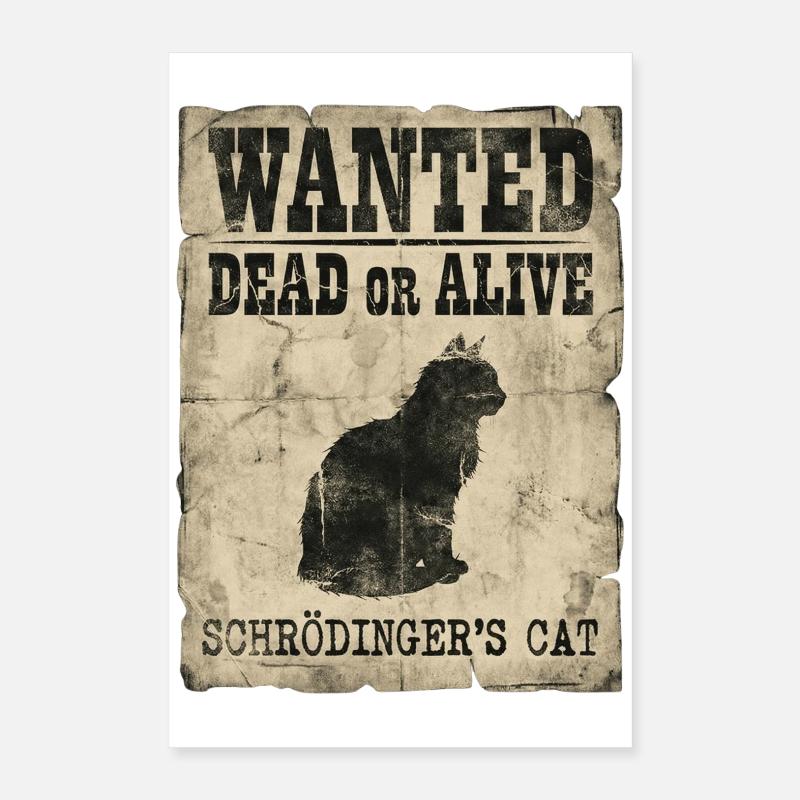 Le jeu de mots de Schrödinger’s Cat Wanted Dead Or Alive Or Alive : Physics Poster 40 x 60 cm