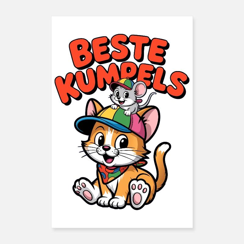 Amitié Chat-Souris des meilleurs potes Poster 40 x 60 cm