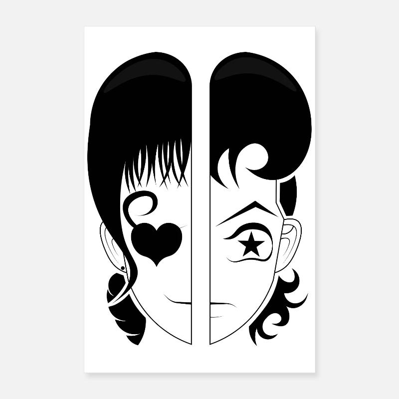 Doppelgesicht: Herz und Stern Poster 40x60 cm