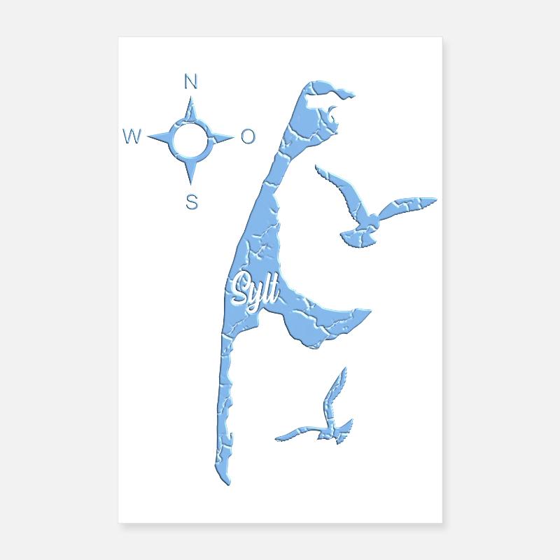 Blaues Sylt Design Poster 40x60 cm