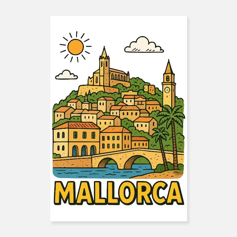 Paysage urbain coloré de Majorque Poster 40 x 60 cm