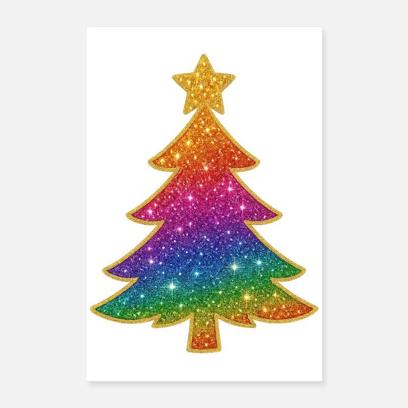 Regenbogen Glitzer Tannenbaum Poster 40x60 cm