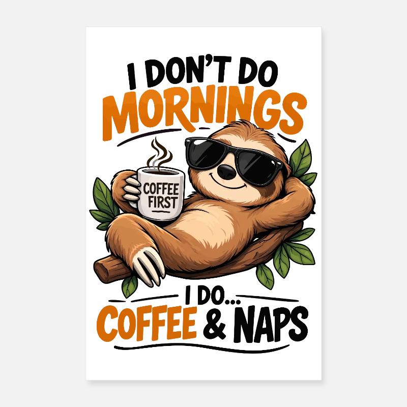 Sloth Coffee Erste Morgenstimmung Poster 40x60 cm