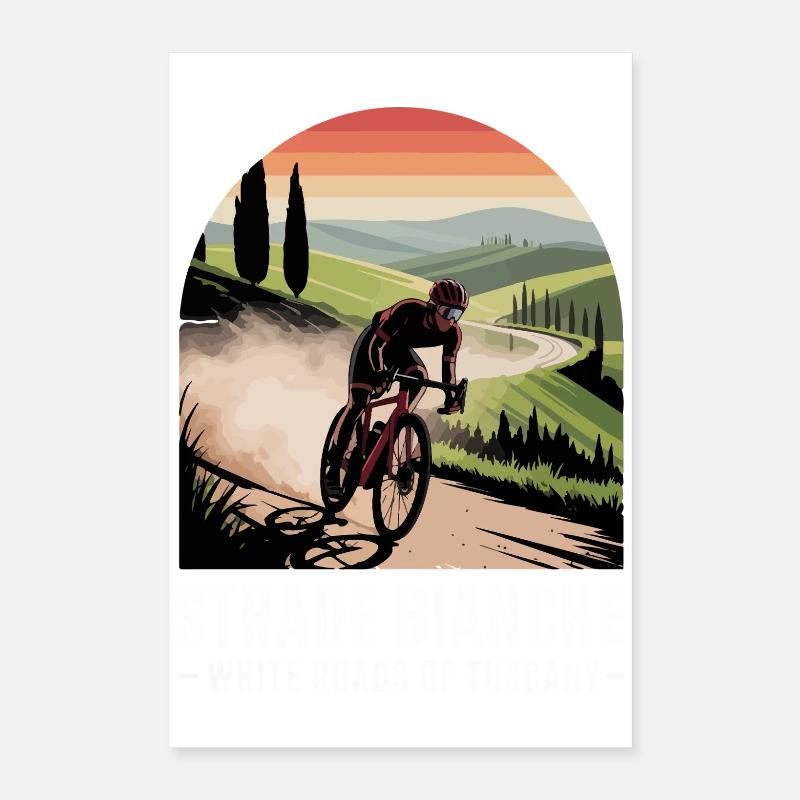 Strade Bianche Art Cyclisme Toscane Poster 40 x 60 cm