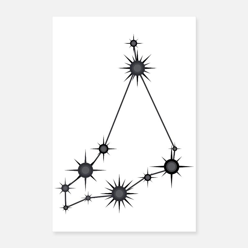 Steinbock Sternbild Sternzeichen Schwarz & Grau Poster 40x60 cm