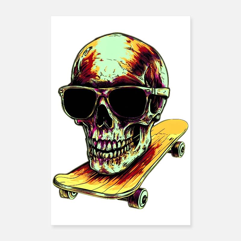Skateboard Skulls Poster 40 x 60 cm