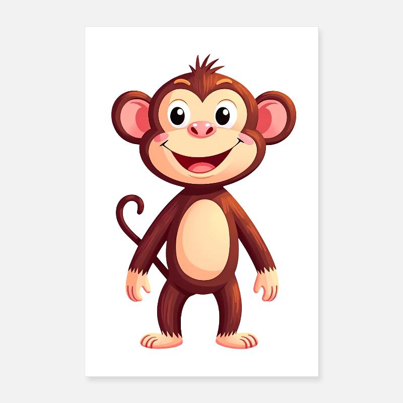 singe chimpanzé mignon illustration zoo animal drôle Poster 40 x 60 cm