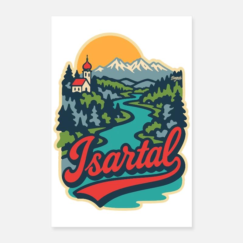 Vallée de l’Isar en Haute-Bavière Poster 40 x 60 cm