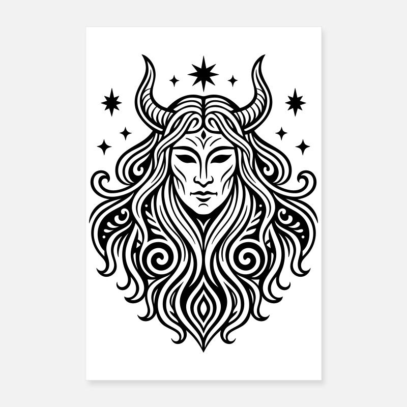 Rauhnächte Perchtenmaske Pagan Symbol Poster 40x60 cm