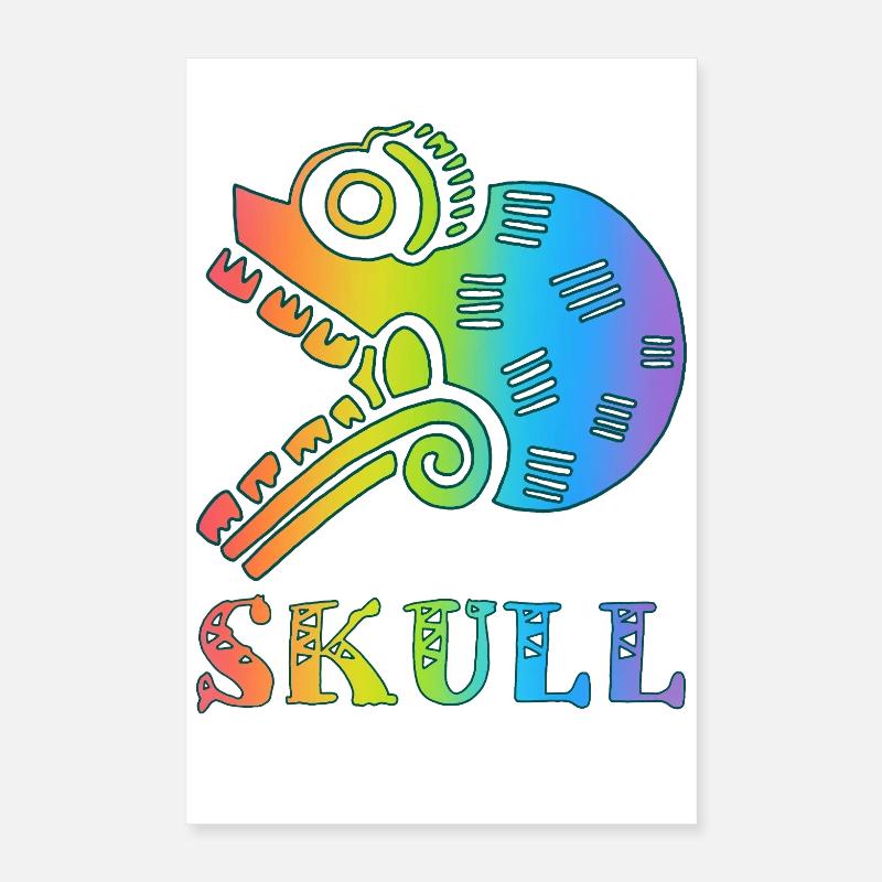 Multicolored Tribal Skull Poster 16" x 24" (40x60 cm)