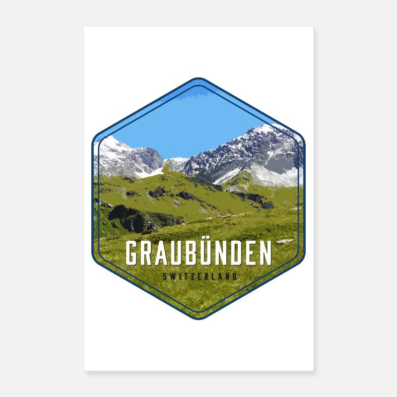 Graubünden Alpine Panorama Poster 16" x 24" (40x60 cm)