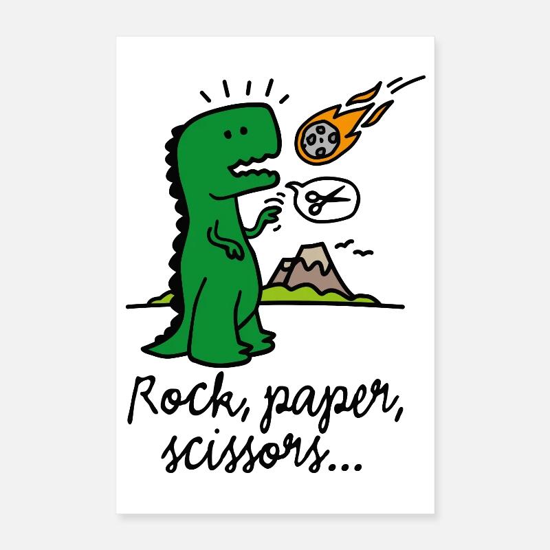 Rock paper scissors T-rex funny dinosaur comet Poster 16" x 24" (40x60 cm)