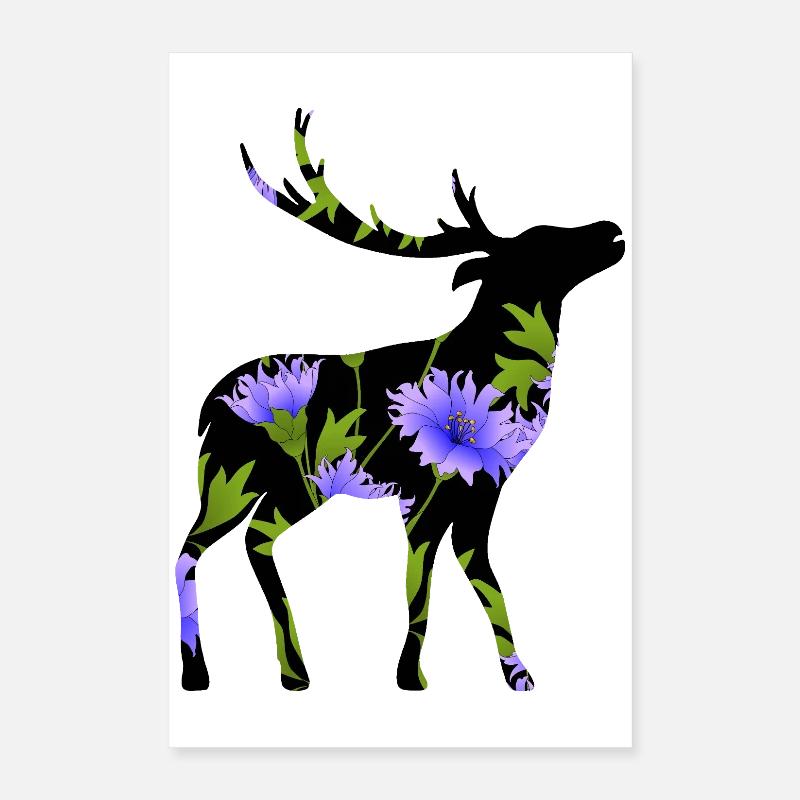 Cerf - Poster 40 x 60 cm - blanc