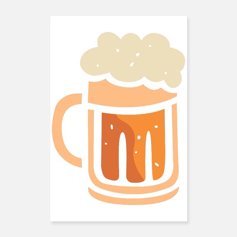 Chope à bière avec mousse - Conception de dessin animé amusante Poster 40 x 60 cm