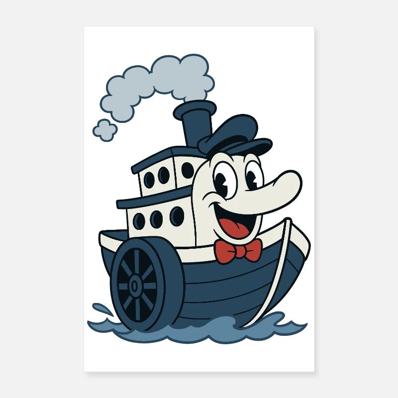 Super bateau vintage old bd style Poster 40 x 60 cm